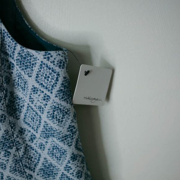 Halogen Sleeveless Fit & Flare Teal Diamond Dress 14 NWT - Picture 5 of 8